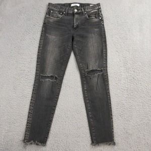 Moussy Vintage Womens MVS Skinny Jeans size 26 x 27 Distressed Black Denim Japan